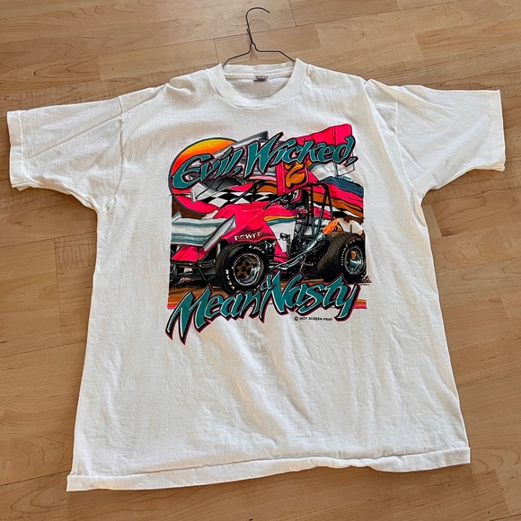 Vintage Y2K Outlaw Spirits Evil Wicked Mean N Nasty Midget Racing Tshirt XL RARE